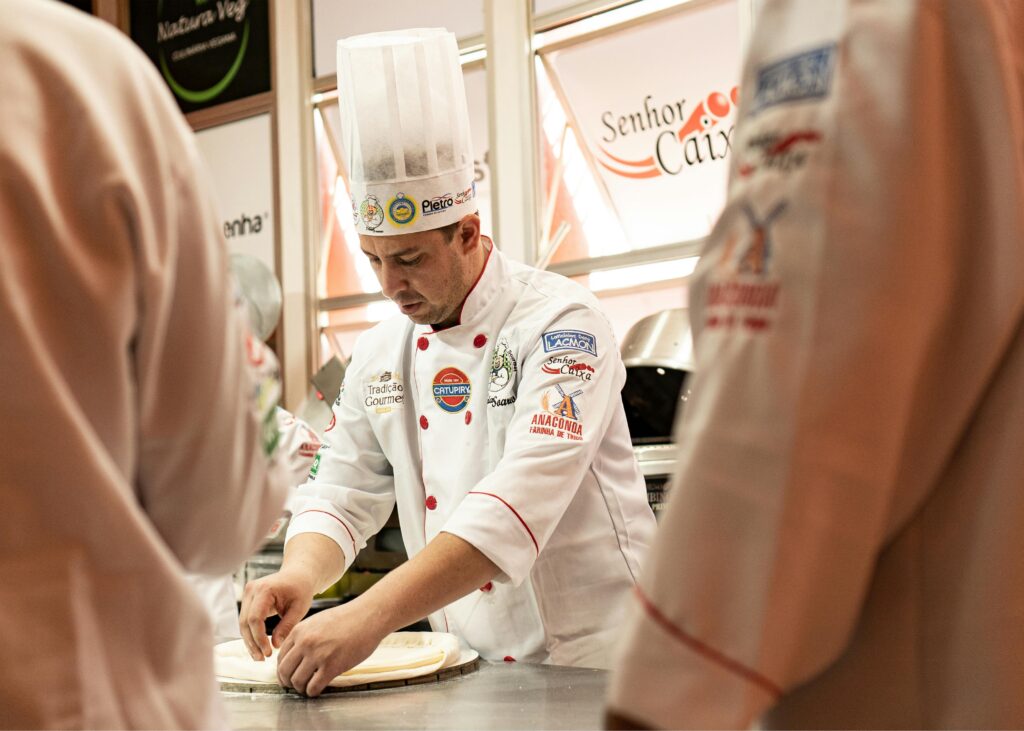 Executive chef preparing food in hotel kitchen in Dubai