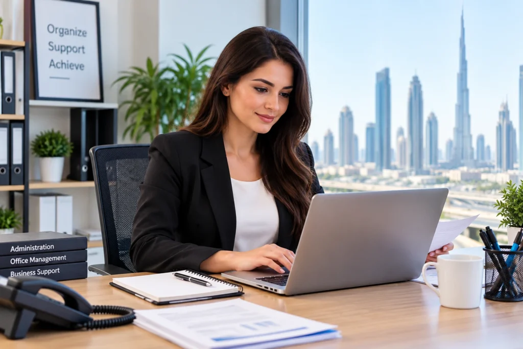 Administrative Assistant Jobs in Dubai – professional administrative assistant working in an office